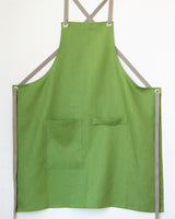 Crossback Linen Apron - Basil
