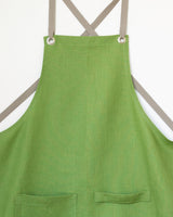 Crossback Linen Apron - Basil