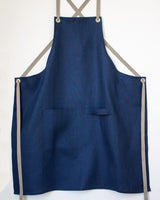 Crossback Linen Apron - Indigo