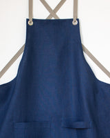 Crossback Linen Apron - Indigo