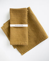 Striped Linen Napkins in Tobacco - Set of 2