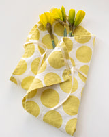 Dot Linen Towel in Lemon
