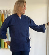 The Crossover Coat in Indigo Linen