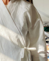 The Crossover Coat in White Irish Linen