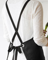 Crossback Linen Apron - Black