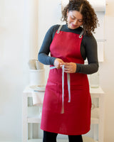 Crossback Linen Apron - Claret