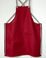 Crossback Linen Apron - Claret