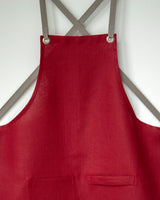 Crossback Linen Apron - Claret
