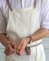 Crossback Linen Apron - Oyster