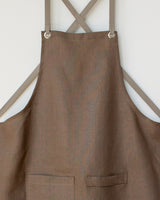 Crossback Linen Apron - Bark