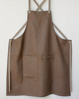 Crossback Linen Apron - Bark