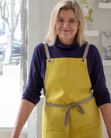 Crossback Linen Apron - Citrine
