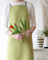 Crossback Linen Apron - Fern
