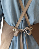 Crossback Linen Apron - Bark