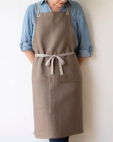 Crossback Linen Apron - Bark