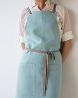 Crossback Linen Apron - Ocean