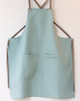 Crossback Linen Apron - Ocean