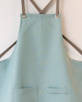 Crossback Linen Apron - Ocean