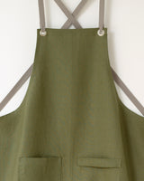 Crossback Linen Apron - Olive