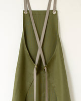 Crossback Linen Apron - Olive