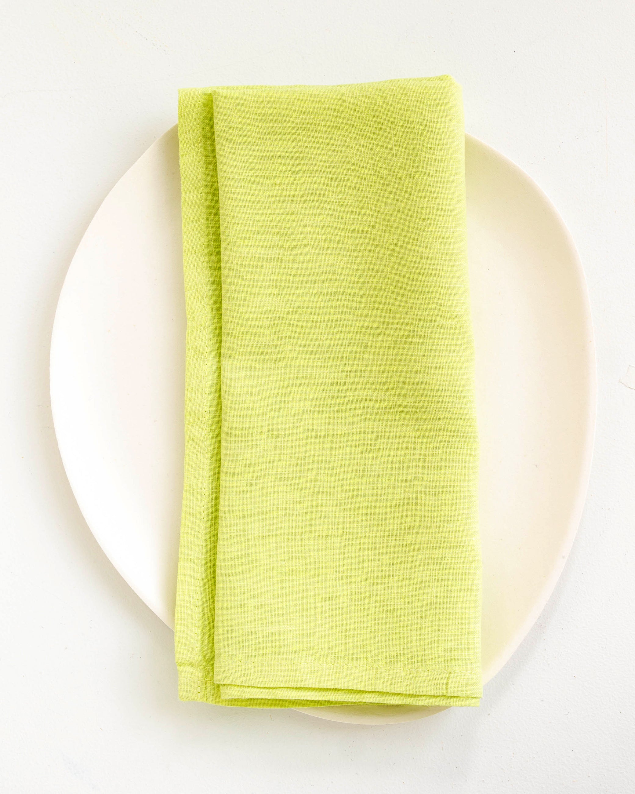 Linen Cloth Napkins for Dinner Chartreuse Light Green Table Setting