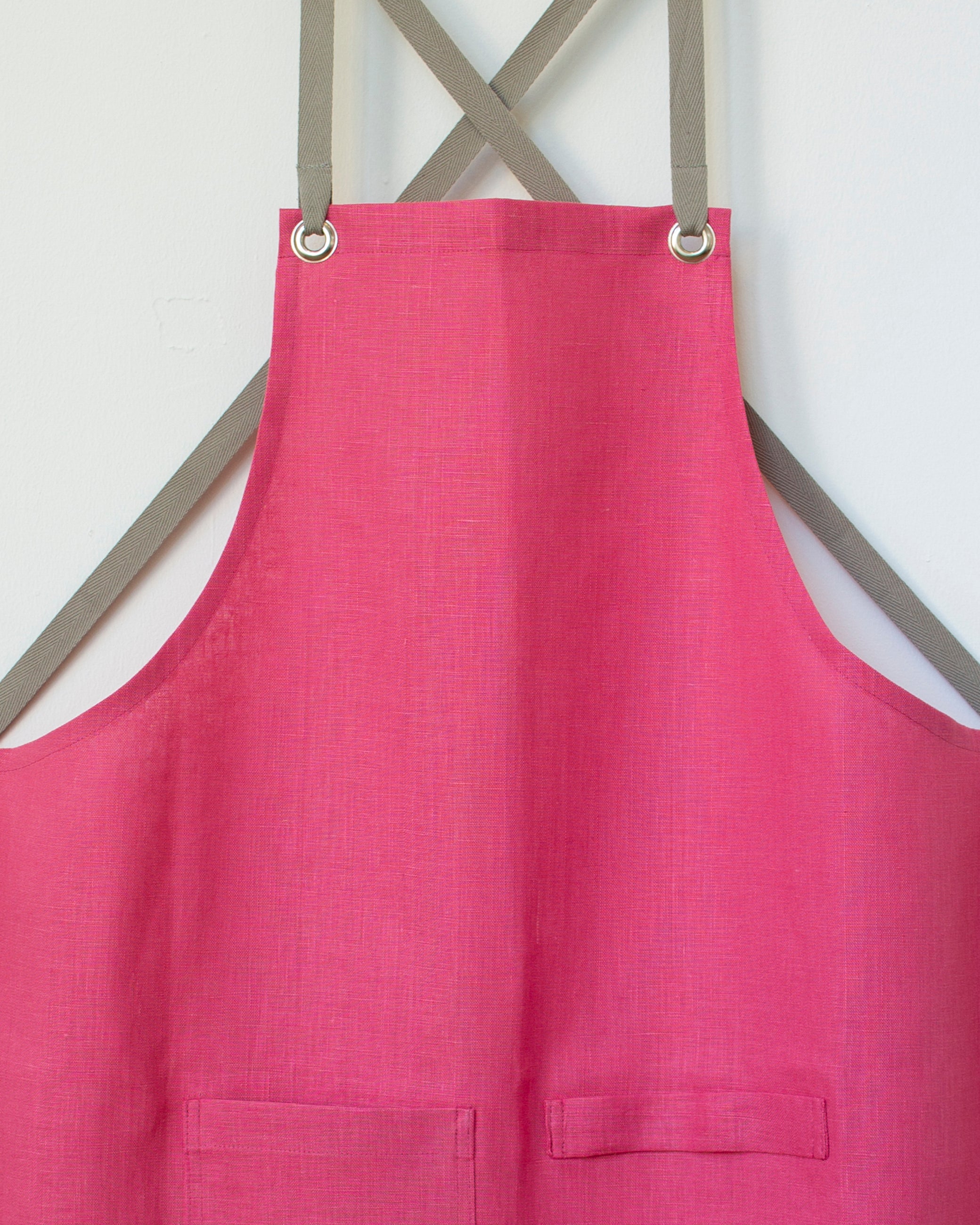 Crossback Linen Apron in Rosey Pink - Made in San Francisco