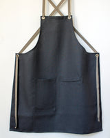 Crossback Linen Apron - Zinc
