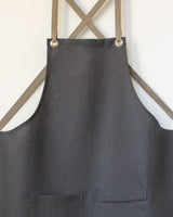 Crossback Linen Apron - Zinc