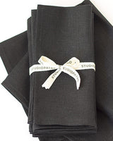 Linen Napkins in Black - Set of 4