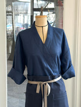 The Crossover Coat in Indigo Linen