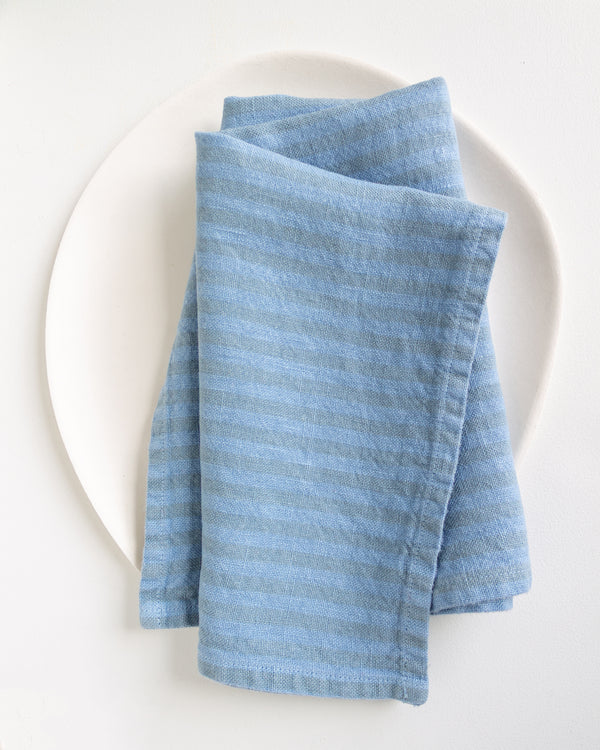 Striped Linen Napkins in French Blue - Set of 2