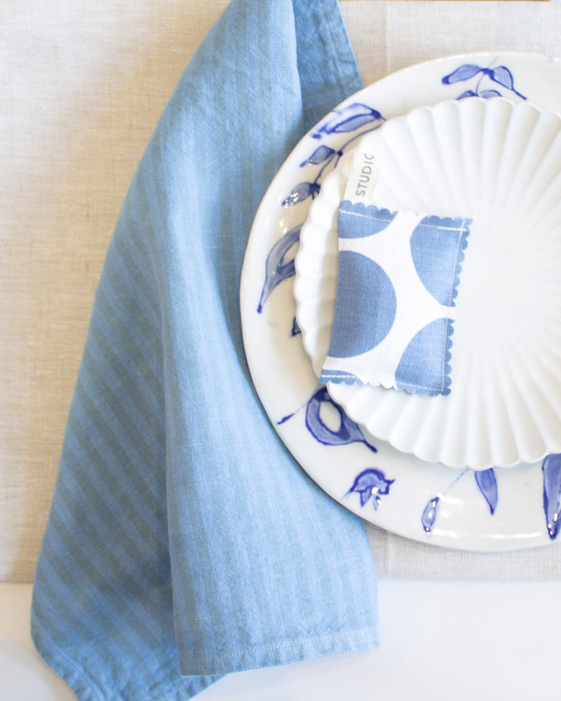 Striped Linen Napkins in French Blue - Set of 2