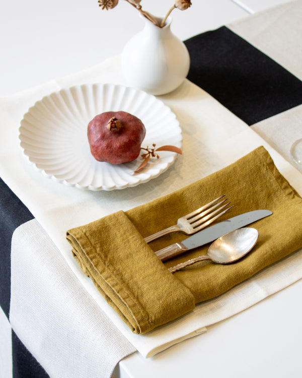 Striped Linen Napkins in Tobacco - Set of 2