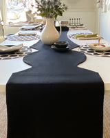 Candlestick Runner in Black Linen