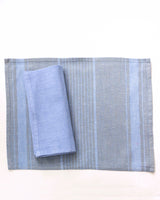 Bistro Stripe Linen Placemats in Periwinkle - Set of 2