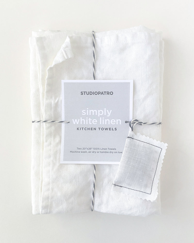 Simply White Linen Towels - Set of 2