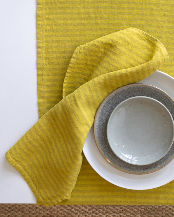 Striped Linen Napkins in Pear - Set of 2