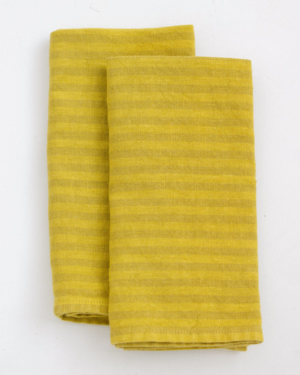 Striped Linen Napkins in Pear - Set of 2