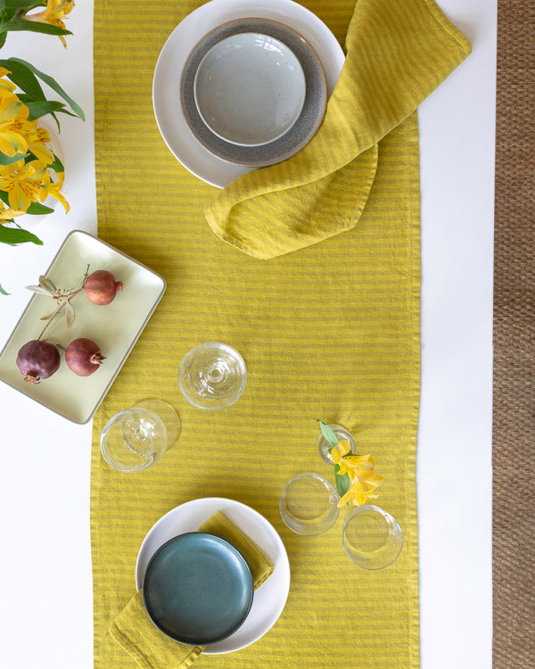 Striped Table Runner in Pear