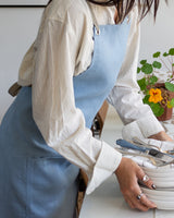 Crossback Linen Apron - Cloud