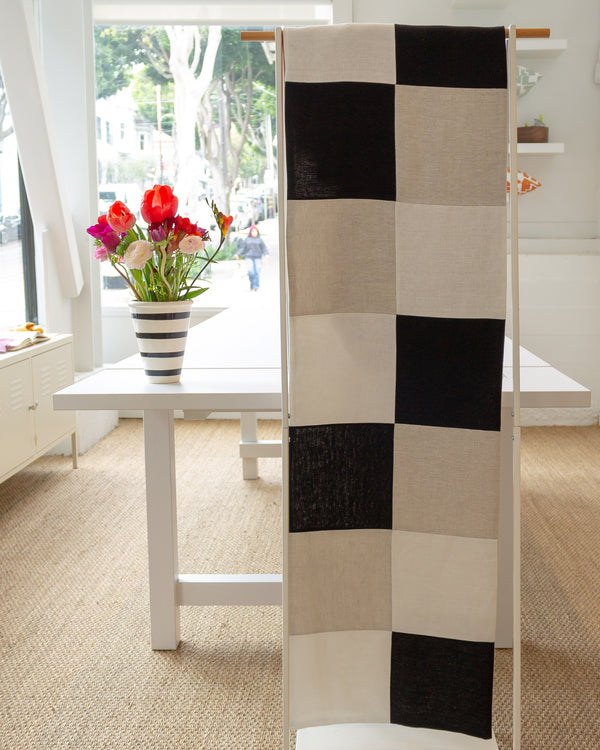 Colorblock Table Runner - Black + Oatmeal + Oyster