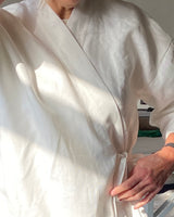 The Crossover Coat in White Irish Linen