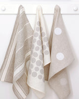 Odd Dot Linen Tea Towel in Blanc