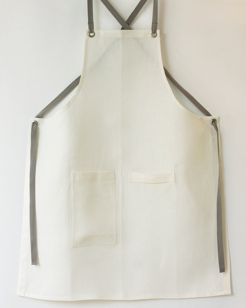 Crossback Linen Apron - Oyster
