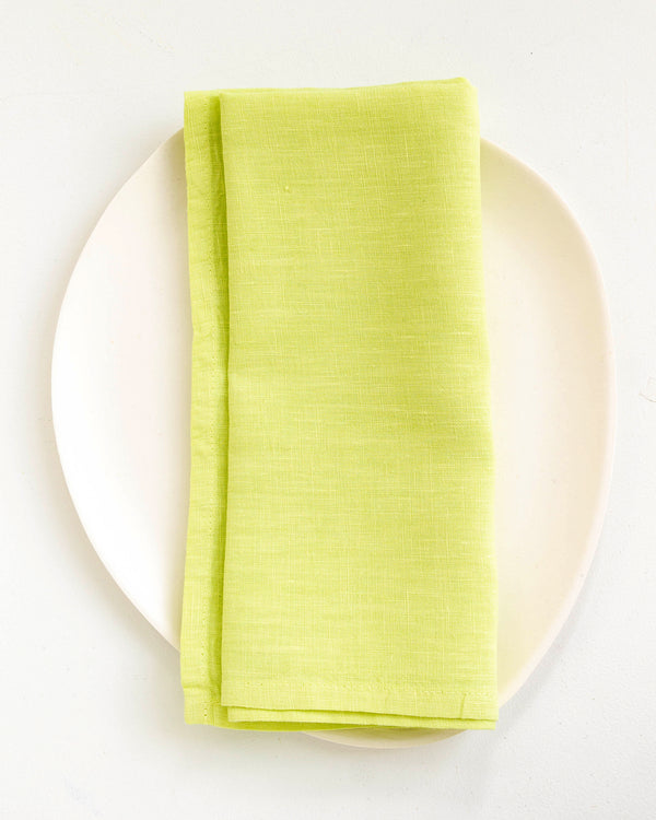 Dyed Linen Napkins in Lime - Set of 2