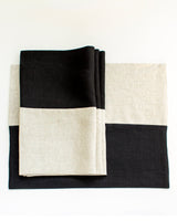 Linen Placemat in Black and Oatmeal