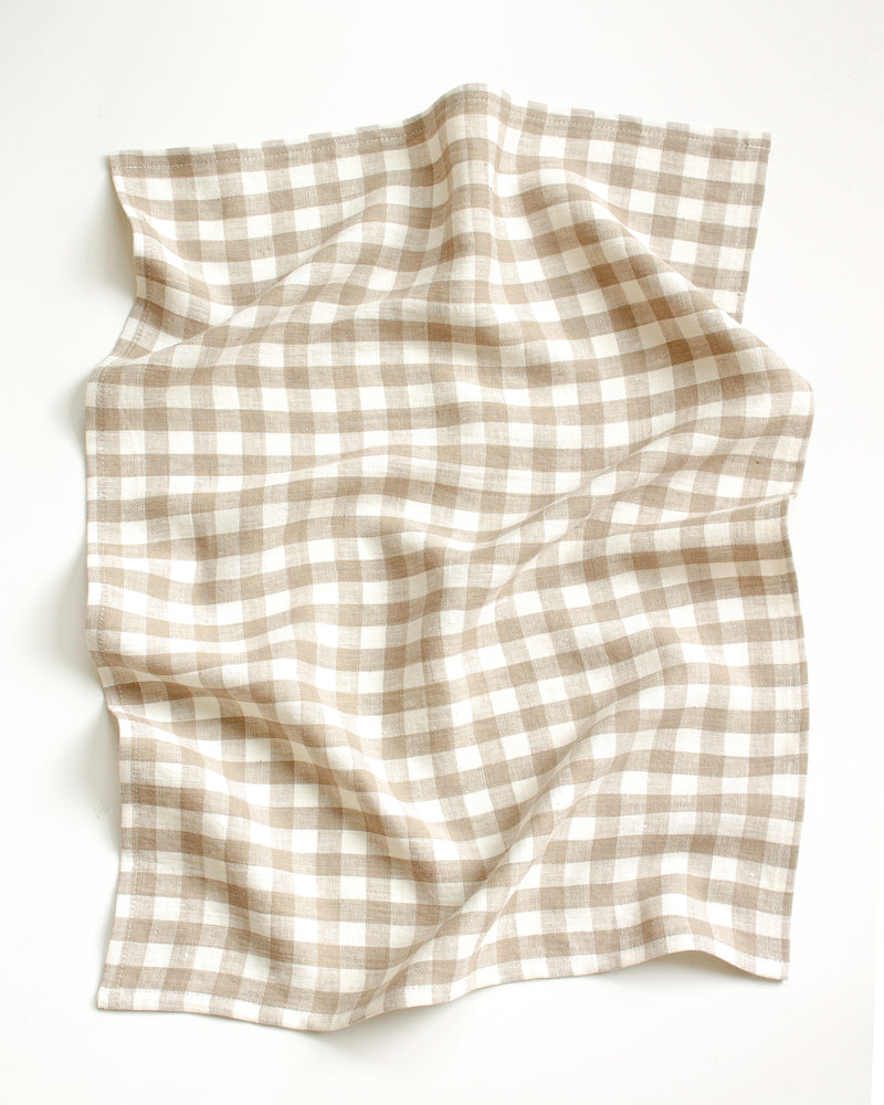 Gingham Tea Towel in Flax