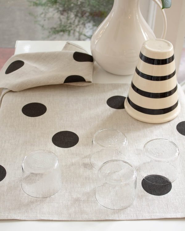 Odd Dot Linen Tea Towel in Noir